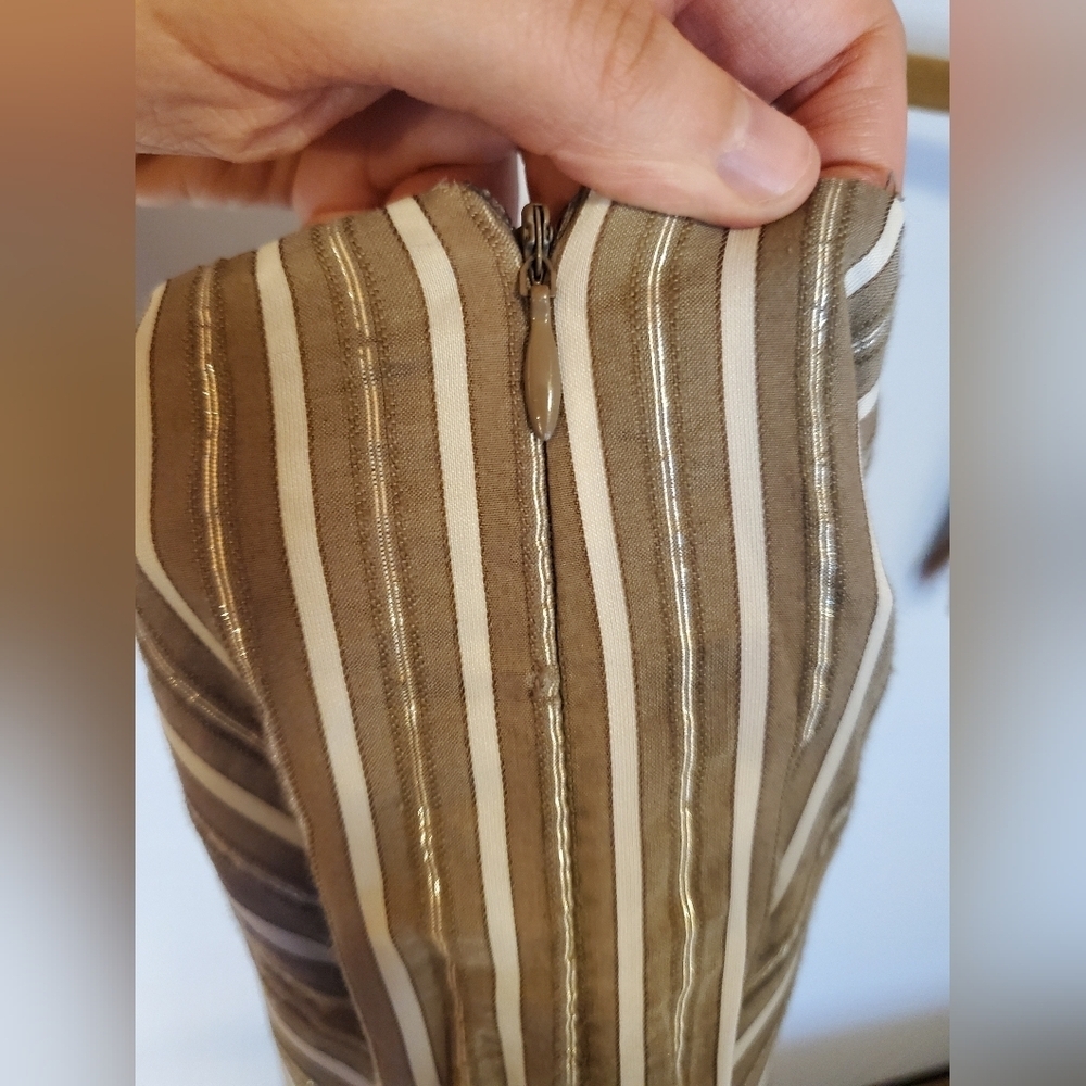 Kenneth Cole Vintage Striped Brown Metallic Skirt - Picture 8 of 13